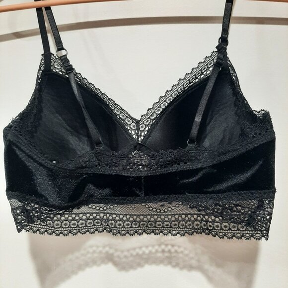 Velvet and lace wireless black boho whimsigoth bralette medium - Picture 2 of 9